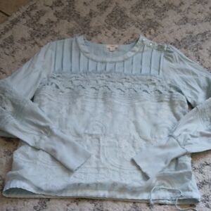 Anthropologie Tiny Light Blue Lace Blouse